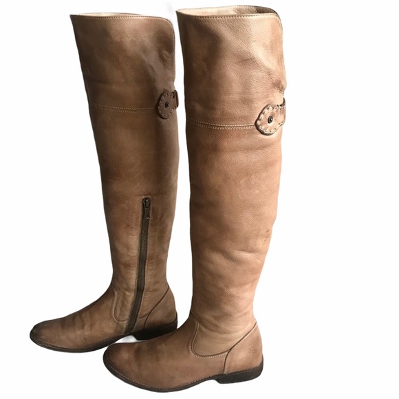 Frye Shirley Over the Knee Ash/Tan Leather Boot - Picture 14 of 16